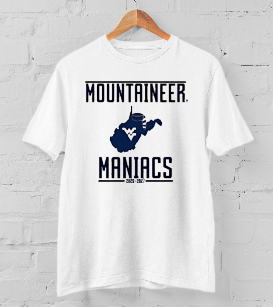 Mountaineer Maniacs West Virginia State Outline 2026 2027 T-Shirt