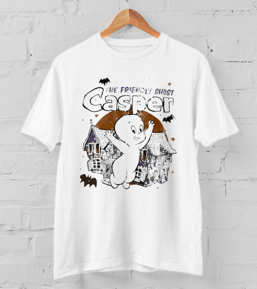 Casper The Friendly Ghost Haunted House Halloween Bats T-Shirt