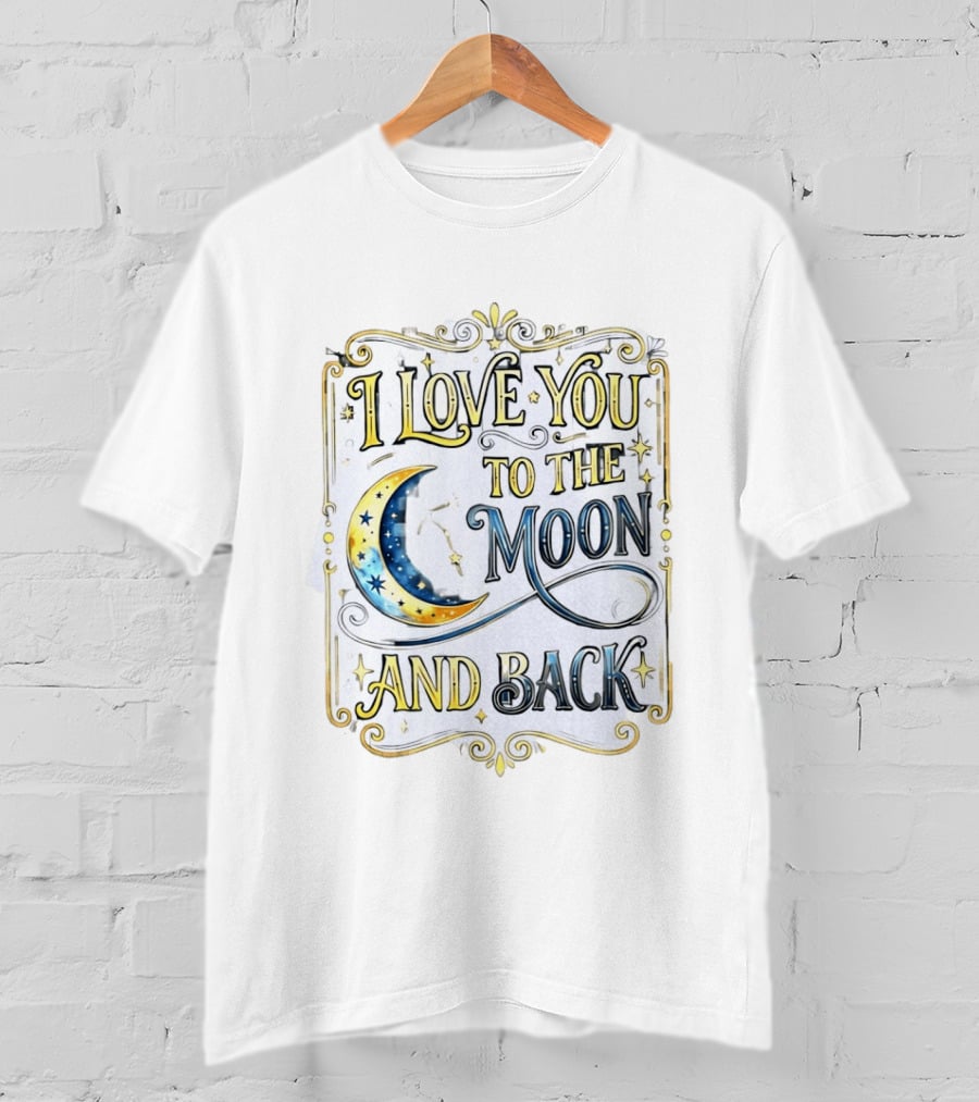 I Love You To The Moon And Back Celestial Stars Moon T-Shirt