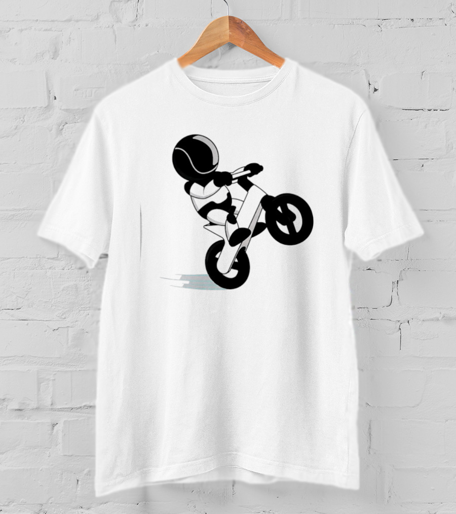 Stick Figure Biker Wheelie Adventure T-Shirt