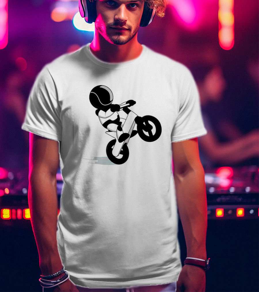 Stick Figure Biker Wheelie Adventure T-Shirt