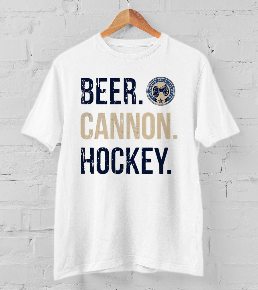 Columbus Blue Jackets Beer Cannon Hockey Team Spirit T-Shirt