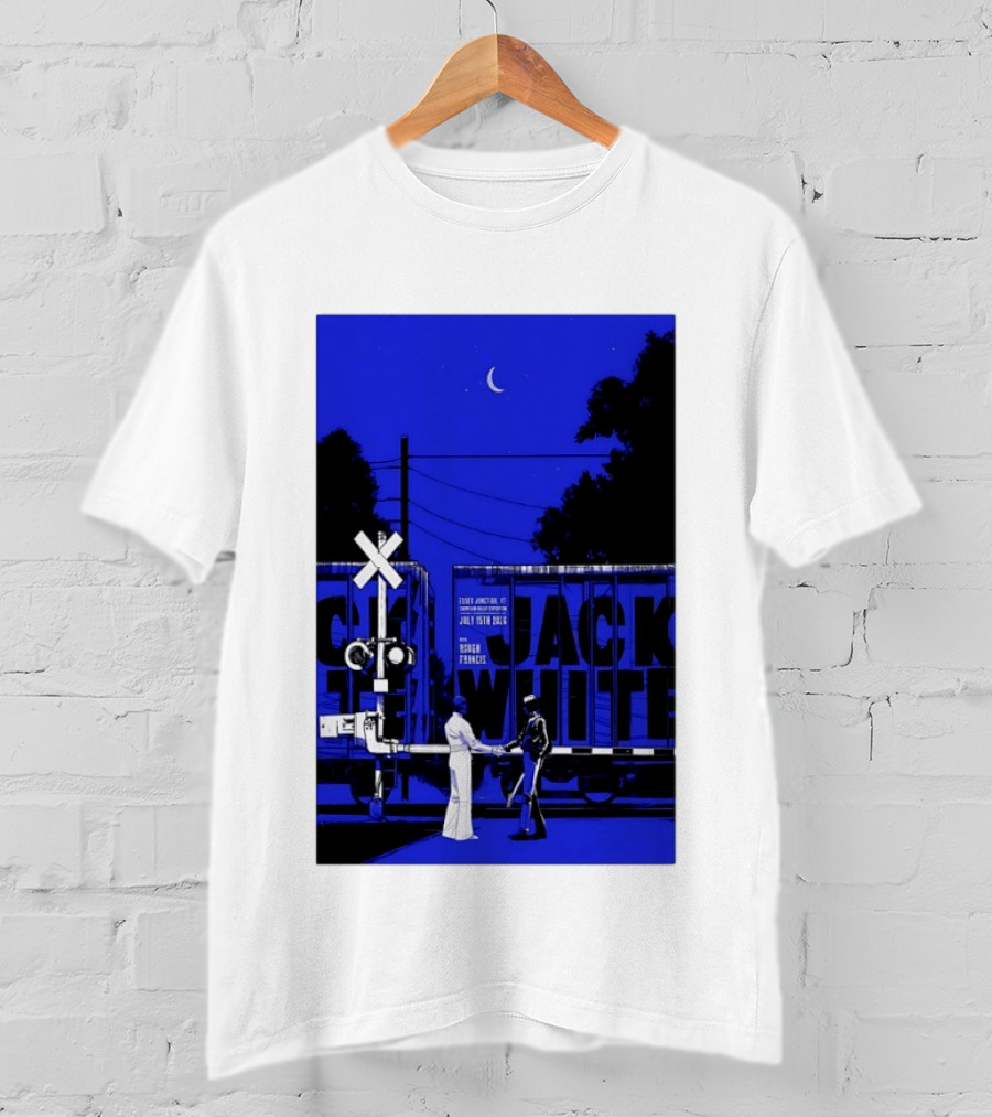 Jack White Rough Francis Essex Junction VT July 15 2026 Train Crossing Night Scene Moon T-Shirt
