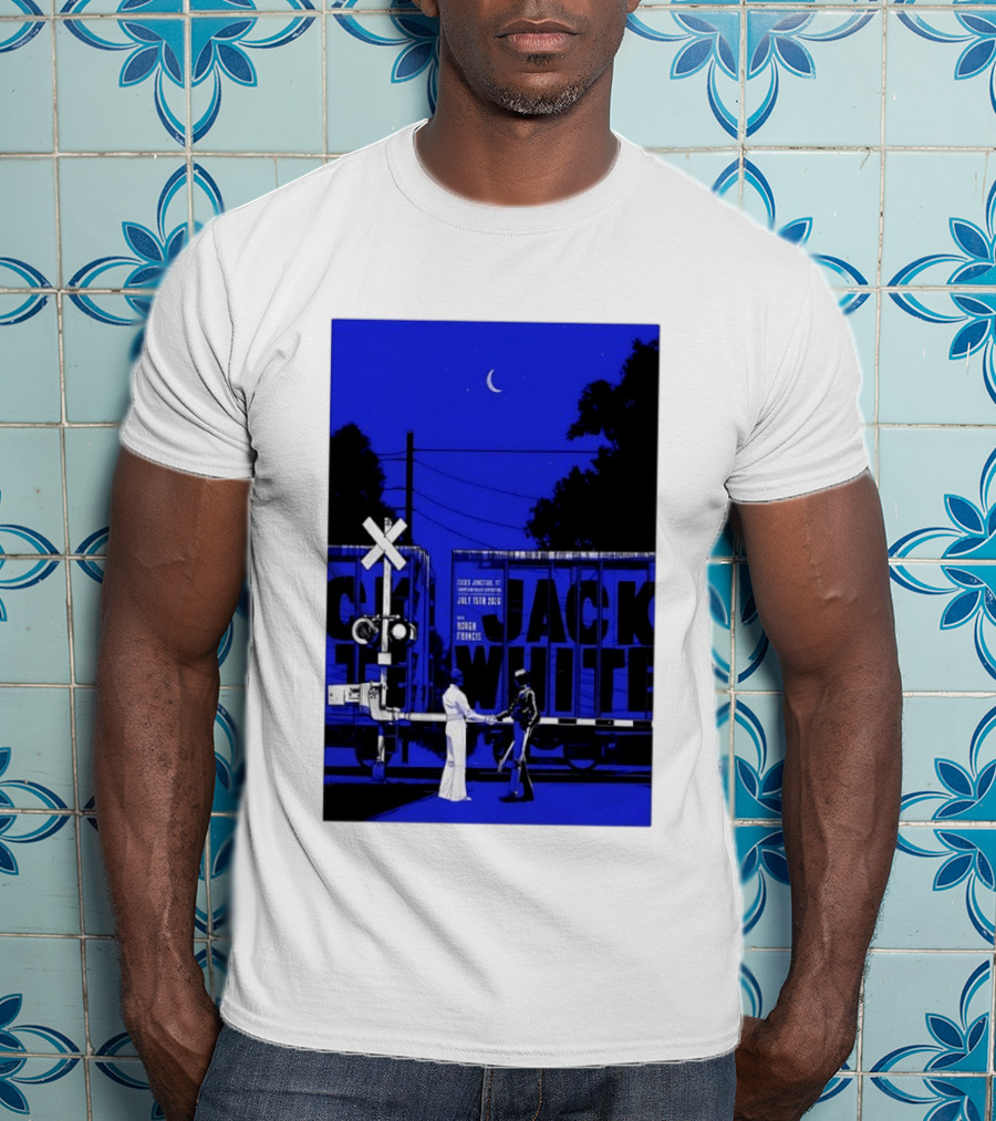 Jack White Rough Francis Essex Junction VT July 15 2026 Train Crossing Night Scene Moon T-Shirt