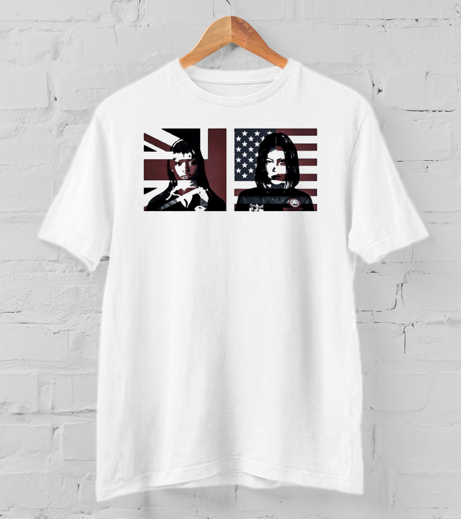 Jorja Smith And Taraji P Henson British And American Flag Portraits T-Shirt