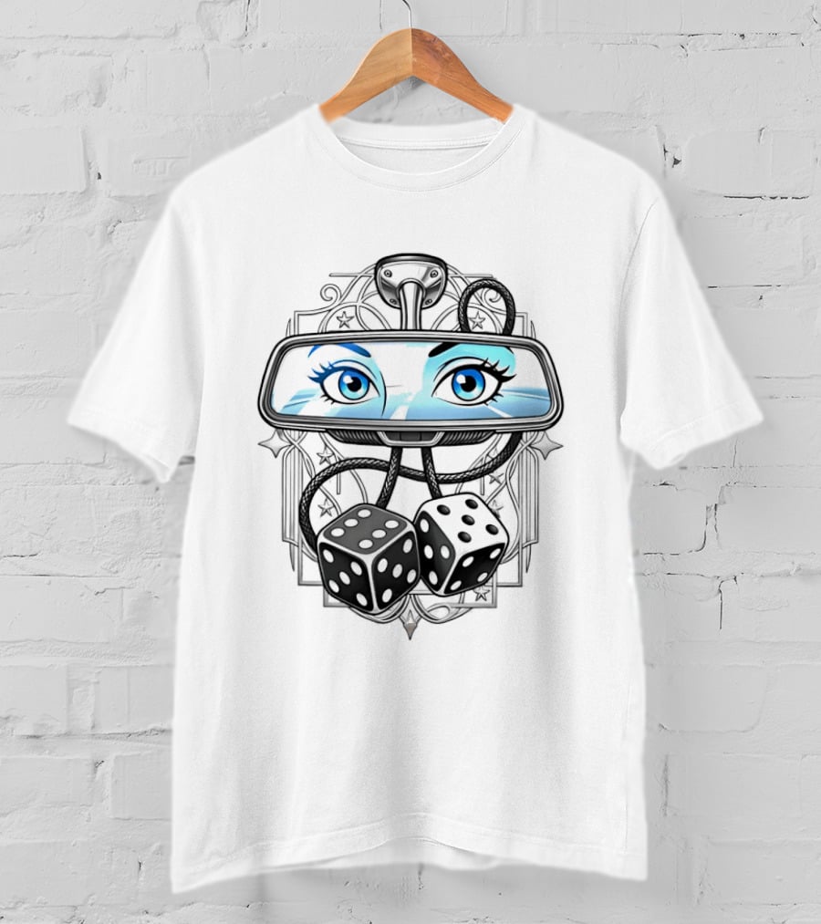 Rearview Mirror Eyes And Hanging Dice Car Accessories T-Shirt