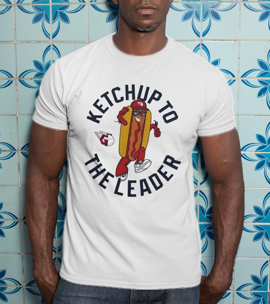 Ketchup To The Leader Hot Dog Baseball Funny Cool Running T-Shirt