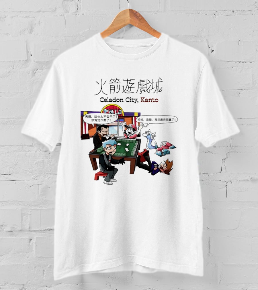 Celadon City Kanto Casino Scene With Iconic Characters T-Shirt