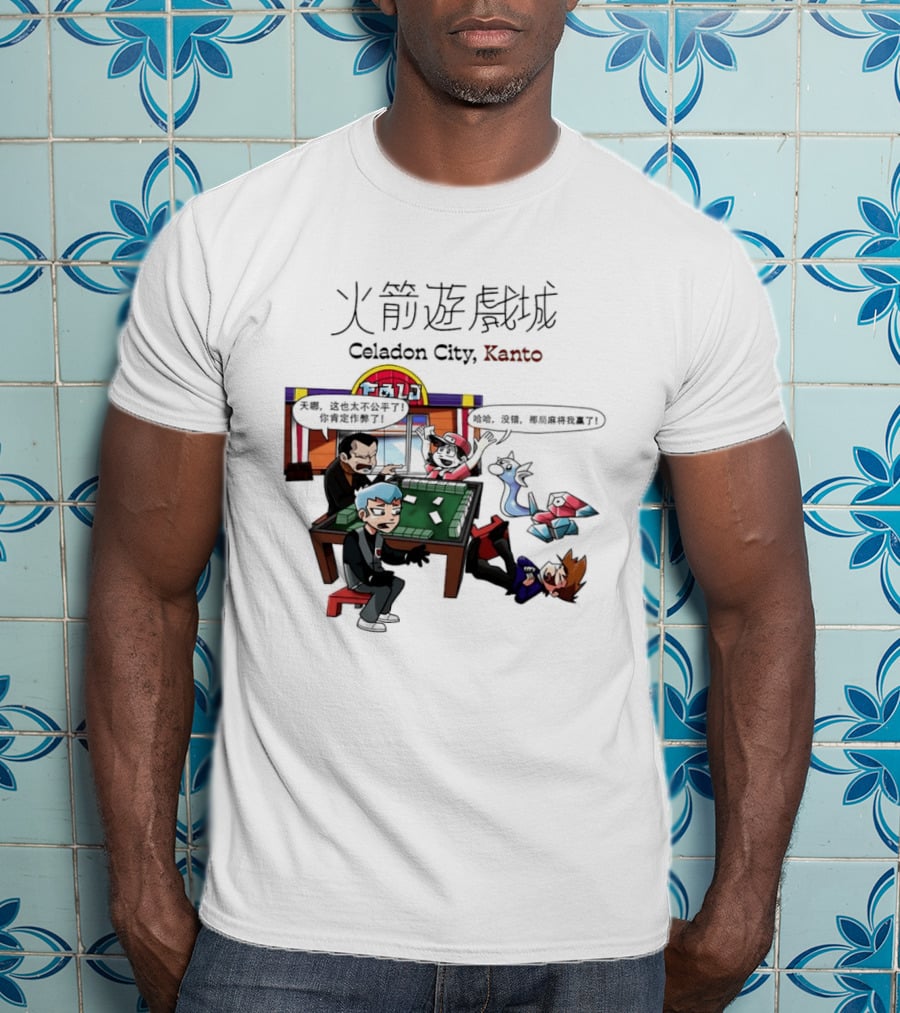 Celadon City Kanto Casino Scene With Iconic Characters T-Shirt