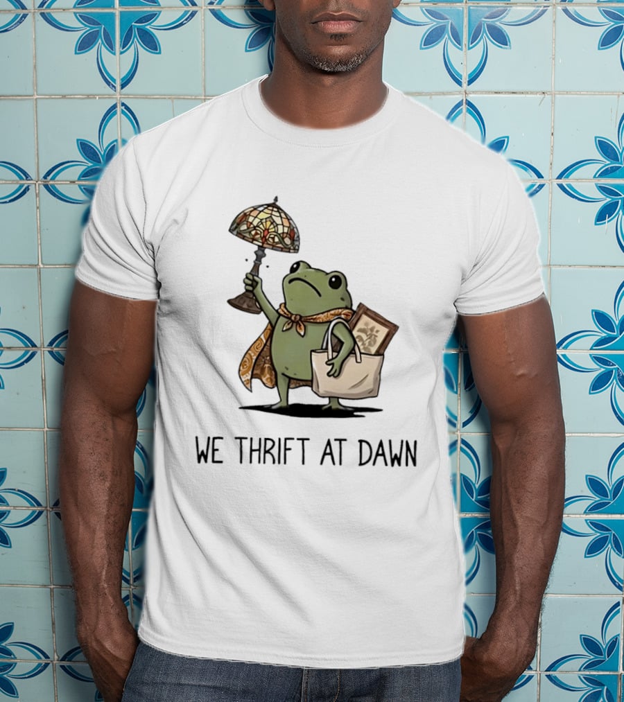 We Thrift At Dawn Frog With Vintage Lamp And T-Shirt