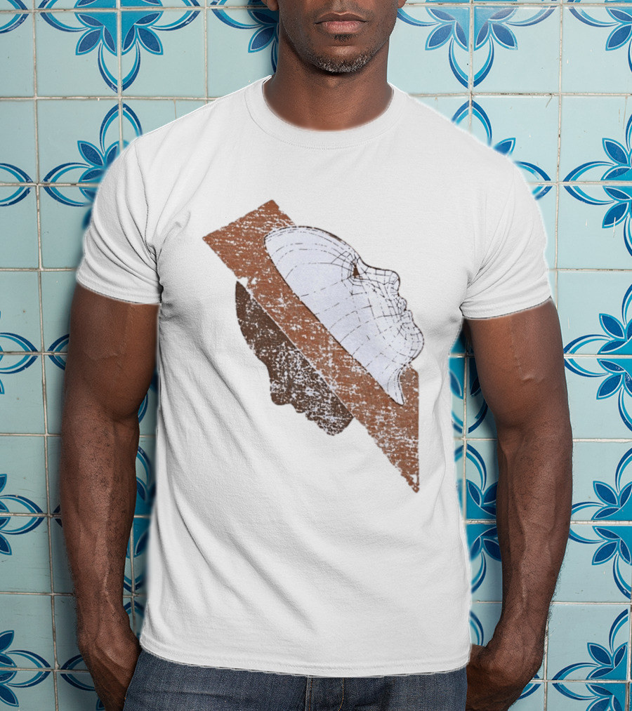 Wireframe Human Profile Collage Abstract Geometric Face T-Shirt
