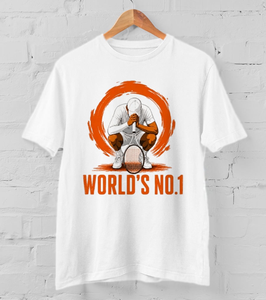 World's No. 1 Tennis Player Kneeling With Racket In Orange Circle T-Shirt