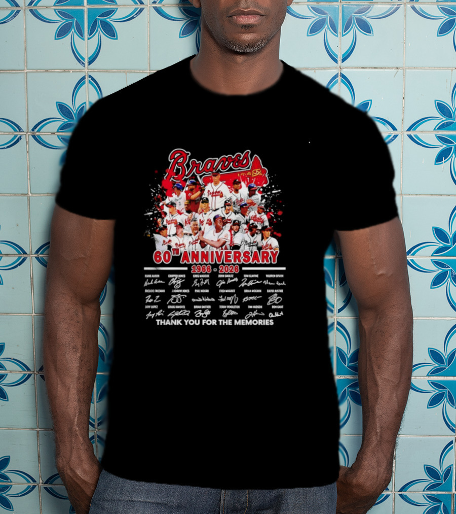 Atlanta Braves 60th Anniversary 1966 2026 Thank You For The Memories Signatures T-Shirt