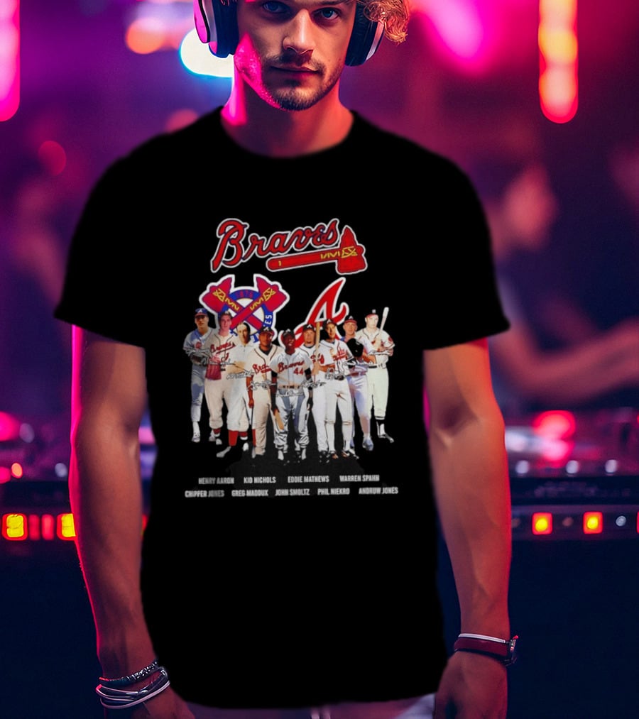 Atlanta Braves Legends Aaron Nichols Mathews Spahn Jones Maddux Smoltz Niekro T-Shirt