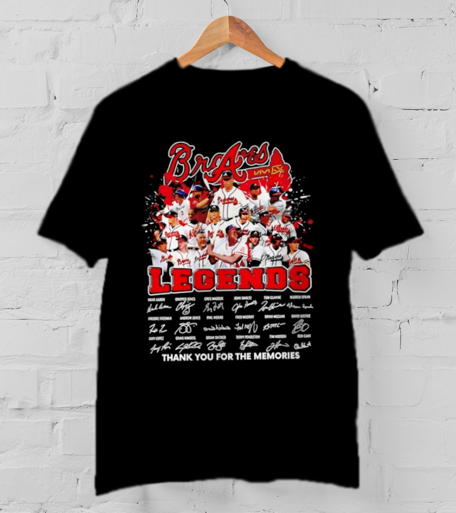 Braves Legends Thank You For The Memories Signatures Collage T-Shirt