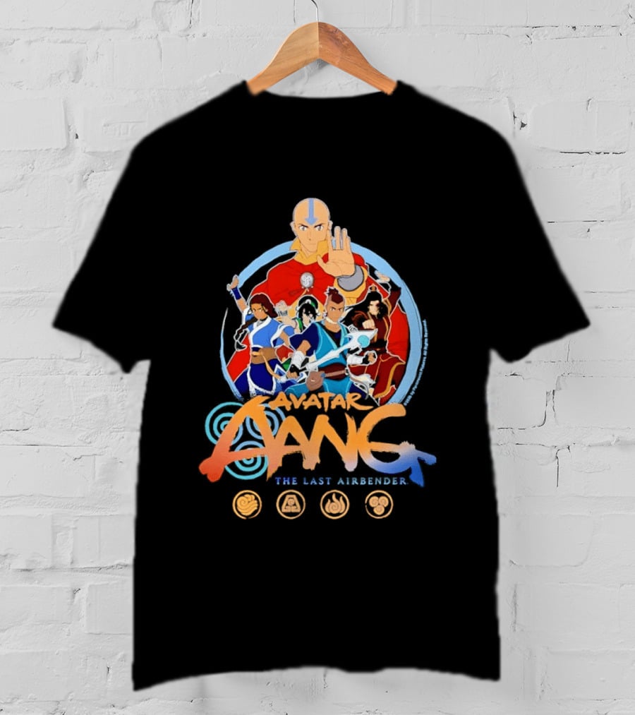 Avatar Aang The Last Airbender Team Elements Katara Toph Sokka Zuko Iroh Momo Appa T-Shirt