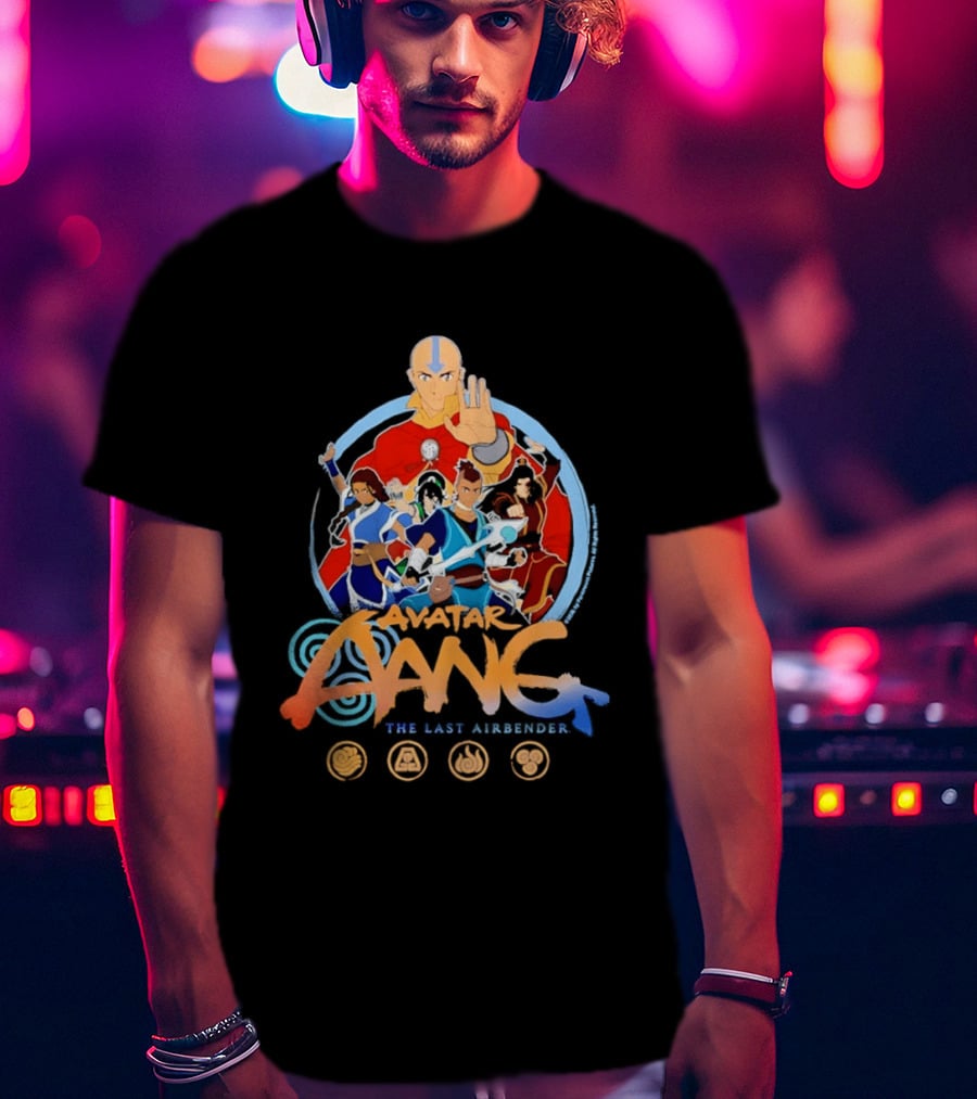 Avatar Aang The Last Airbender Team Elements Katara Toph Sokka Zuko Iroh Momo Appa T-Shirt