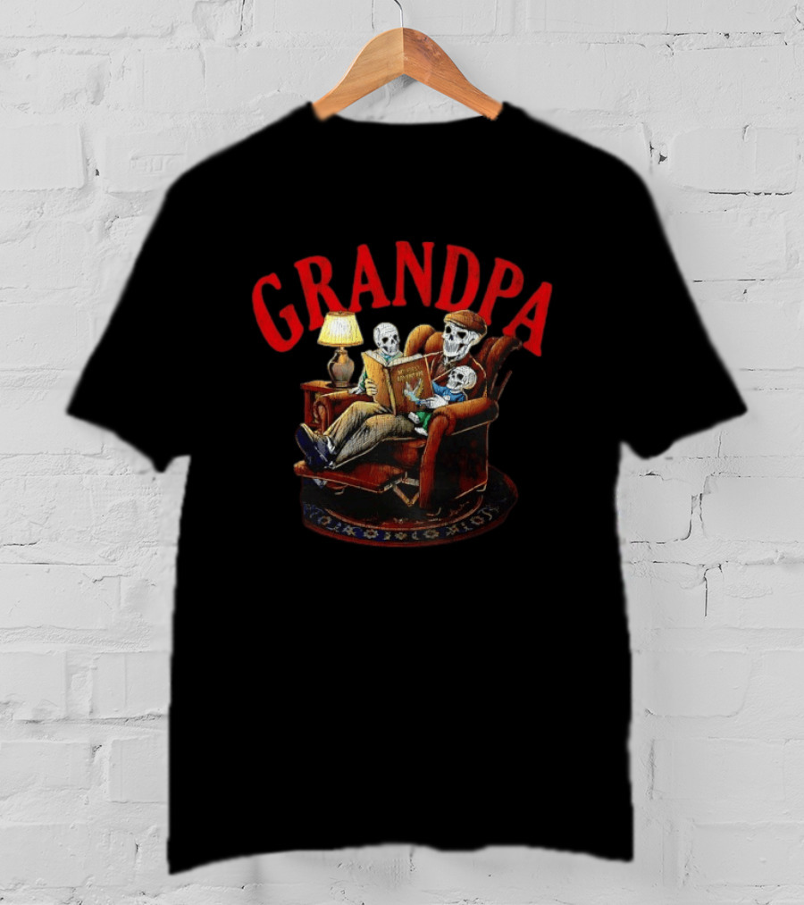 Grandpa Skeleton Reading Adventure With Kids T-Shirt