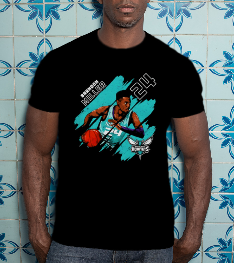 Brandon Miller 24 Charlotte Hornets Basketball Stripes T-Shirt