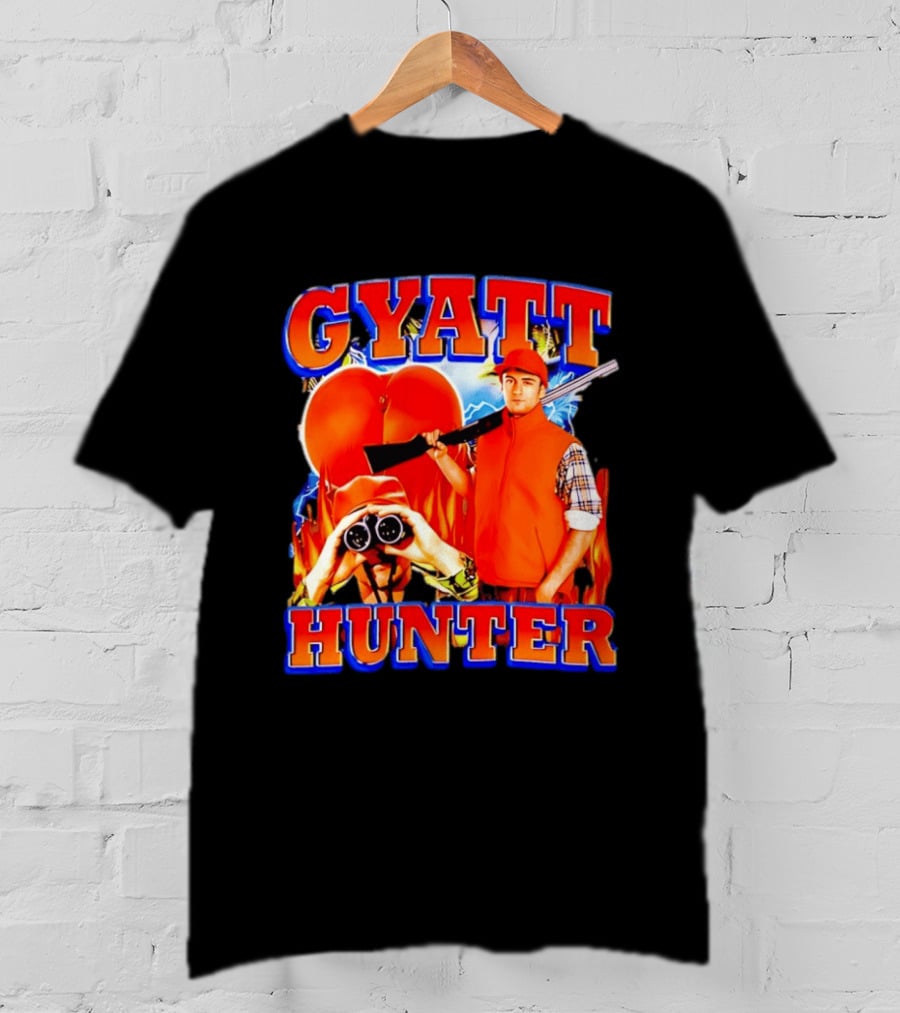 Gyatt Hunter Peach Slang With Binoculars And Rifle T-Shirt