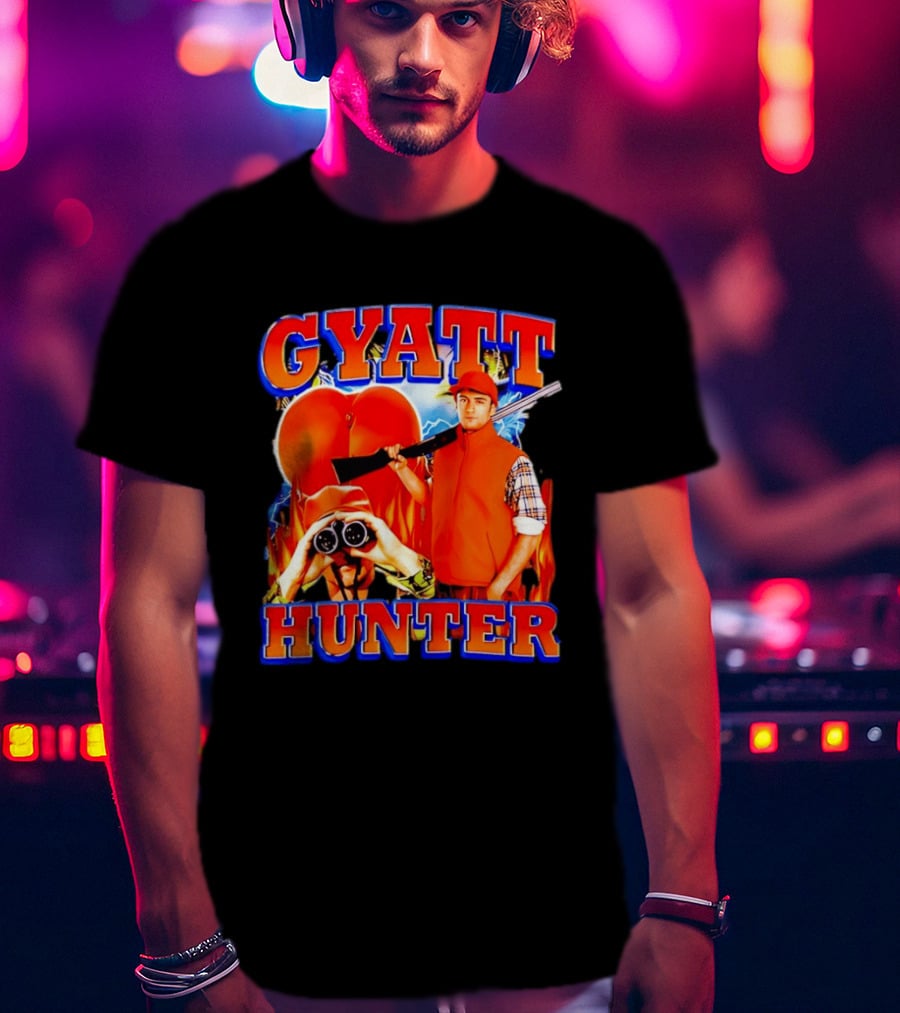 Gyatt Hunter Peach Slang With Binoculars And Rifle T-Shirt