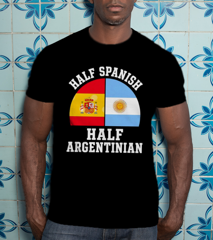 Half Spanish Half Argentinian Flags T-Shirt