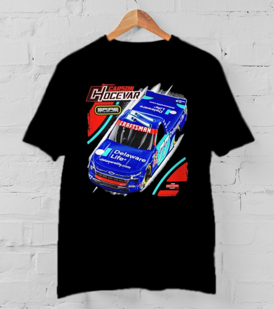 Carson Hocevar Spire Motorsports #77 Delaware Life Craftsman Racing T-Shirt