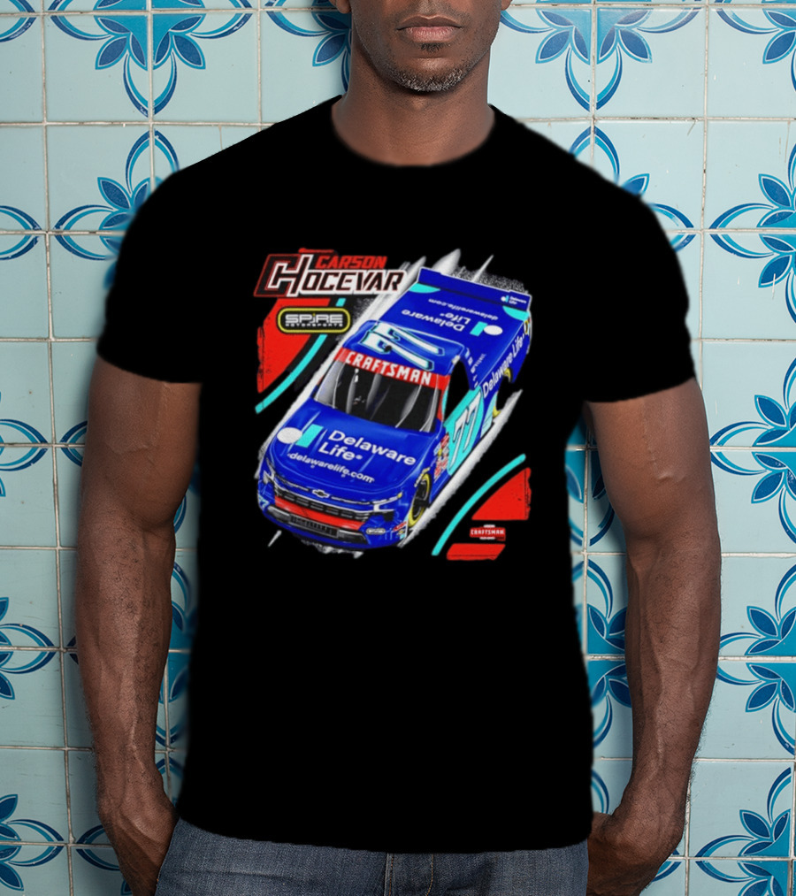 Carson Hocevar Spire Motorsports #77 Delaware Life Craftsman Racing T-Shirt