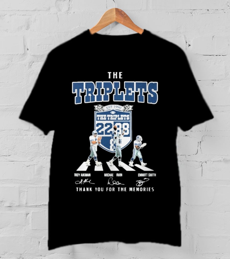 Dallas Cowboys The Triplets 22 88 Thank You For The Memories Signatures T-Shirt