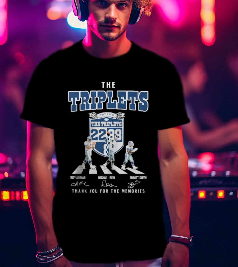 Dallas Cowboys The Triplets 22 88 Thank You For The Memories Signatures T-Shirt