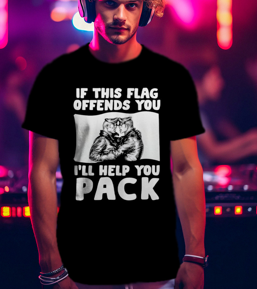 If This Flag Offends You I'll Help You Pack Leather Pride Bulldog T-Shirt
