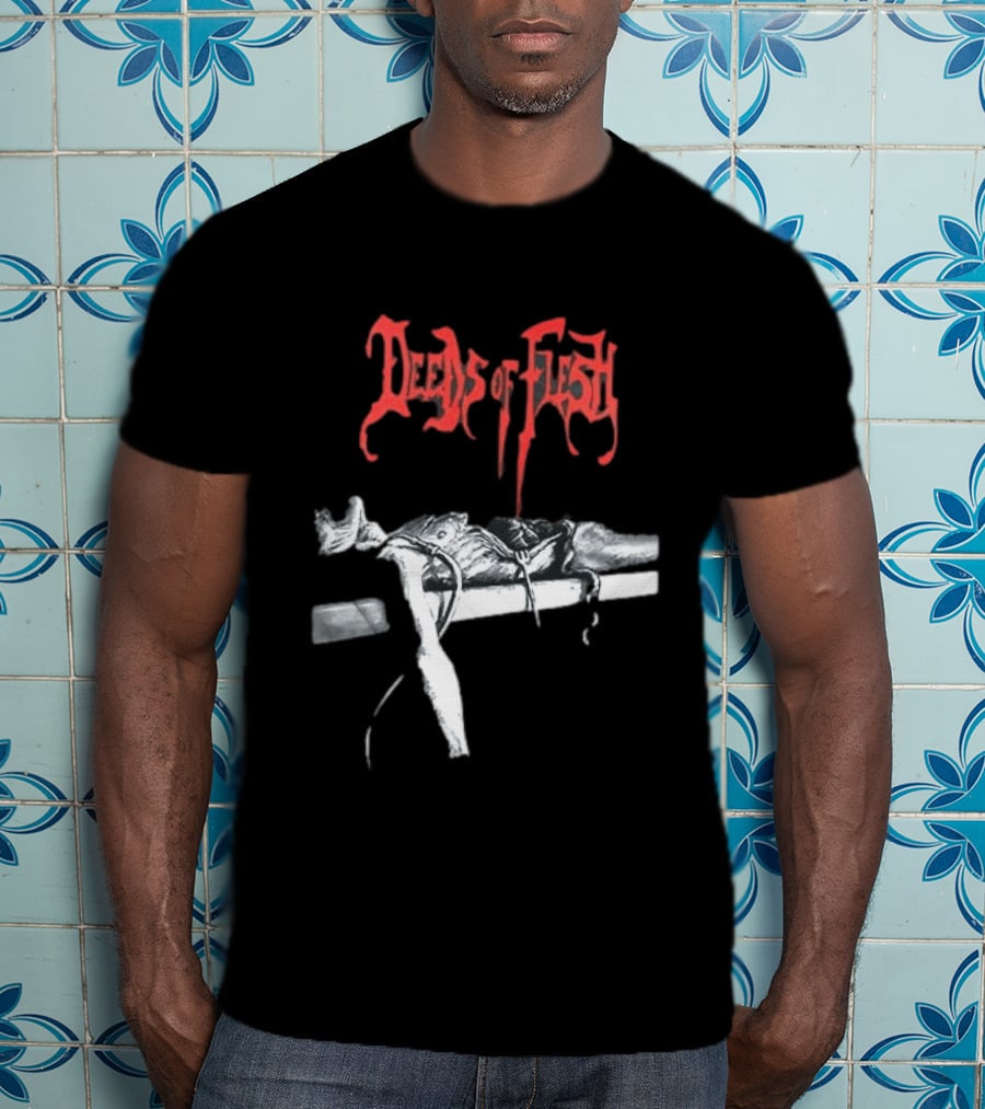 Deeds Of Flesh Trading Pieces The Mortician Stands Over The Body Mind Altered Two Sided T-Shirt