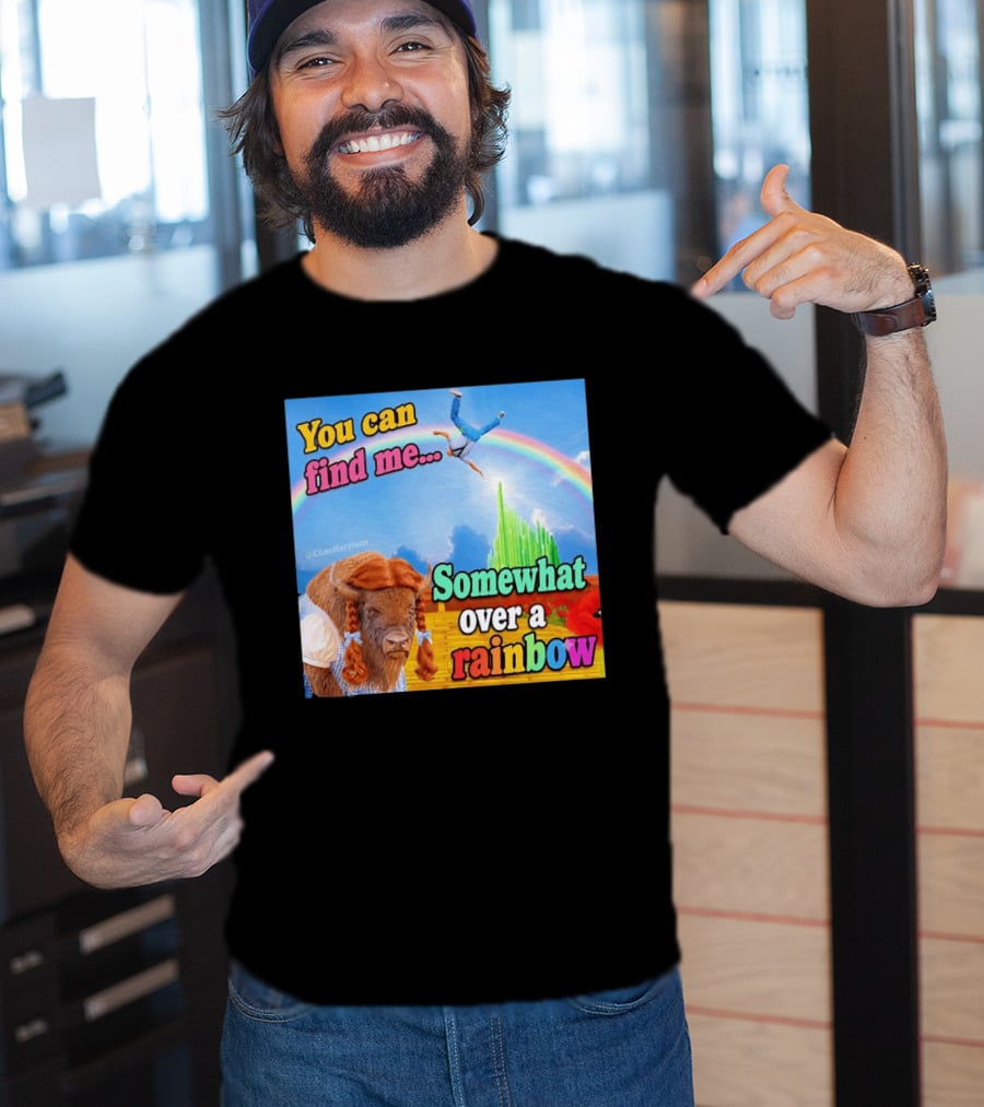 You Can Find Me Somewhat Over A Rainbow Bison Meme T-Shirt
