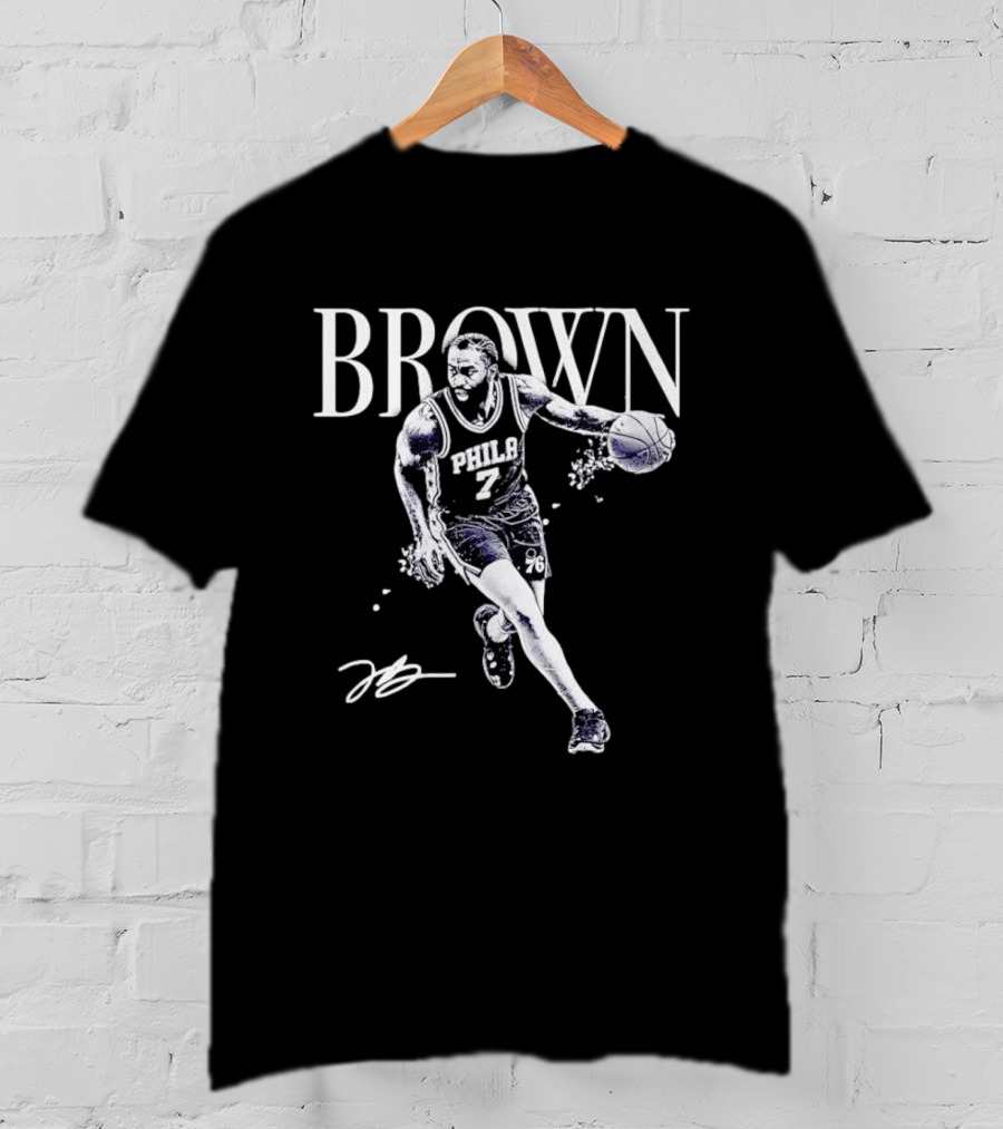 Brown 7 Philadelphia 76ers Basketball Player Halftone T-Shirt