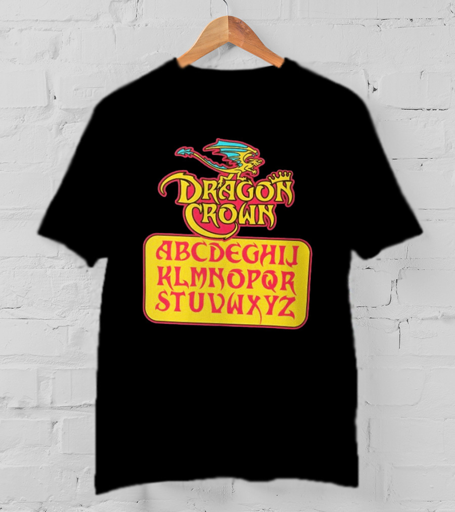 Dragon Crown Alphabet With Colorful Dragon Art And Bold Letters T-Shirt
