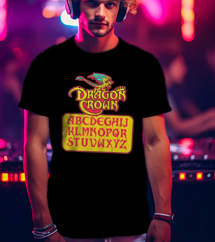 Dragon Crown Alphabet With Colorful Dragon Art And Bold Letters T-Shirt