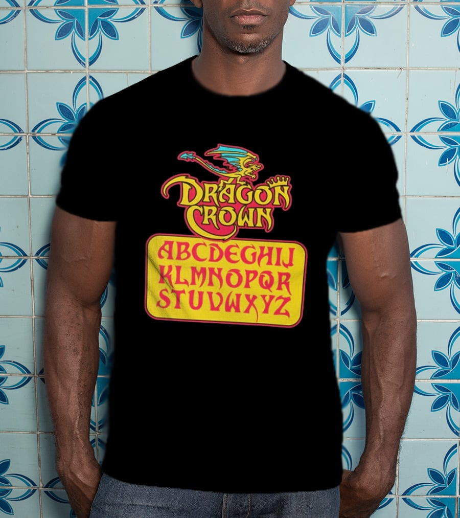 Dragon Crown Alphabet With Colorful Dragon Art And Bold Letters T-Shirt