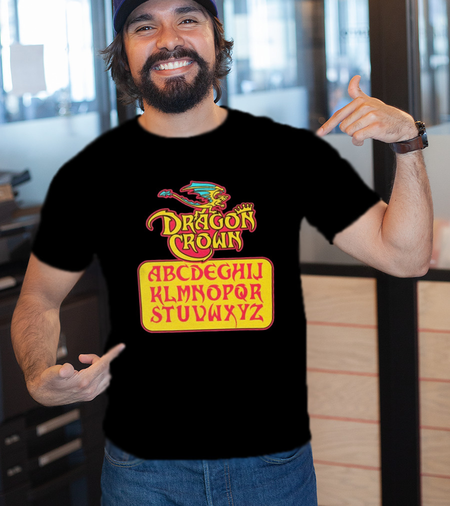 Dragon Crown Alphabet With Colorful Dragon Art And Bold Letters T-Shirt