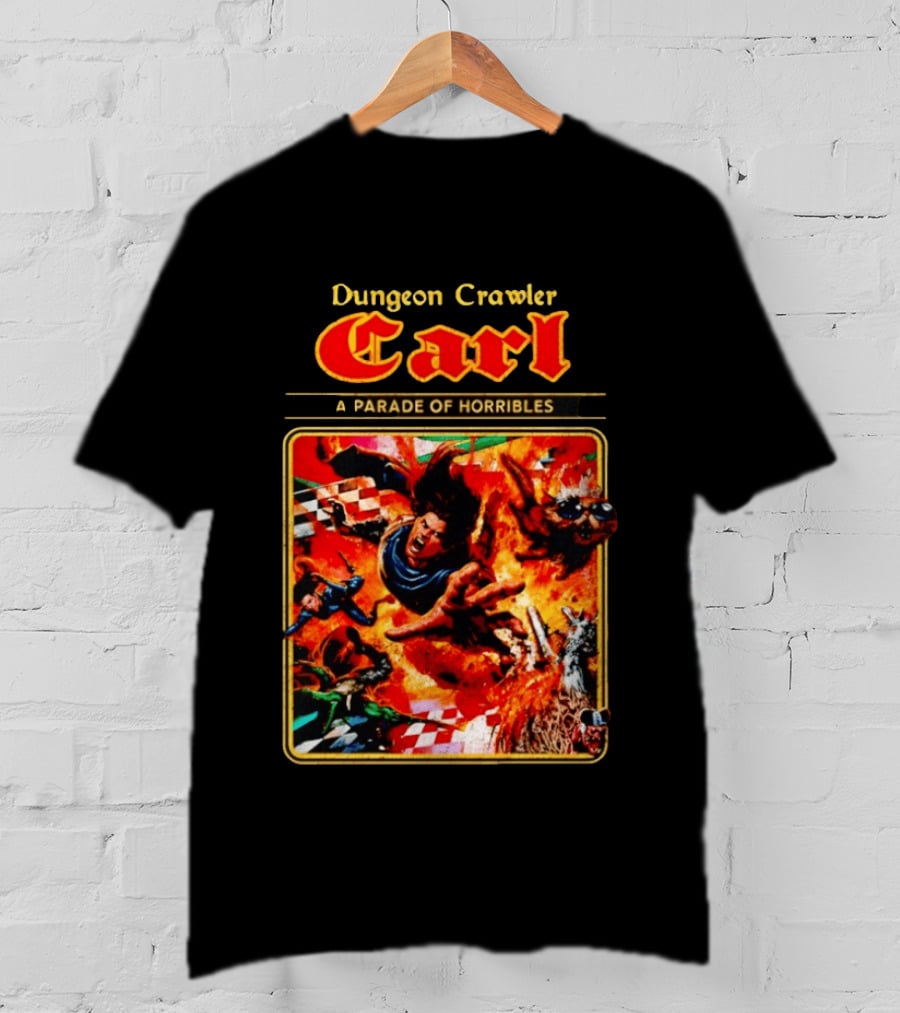 Dungeon Crawler Carl A Parade Of Horribles Fiery Adventure Scene With Characters T-Shirt