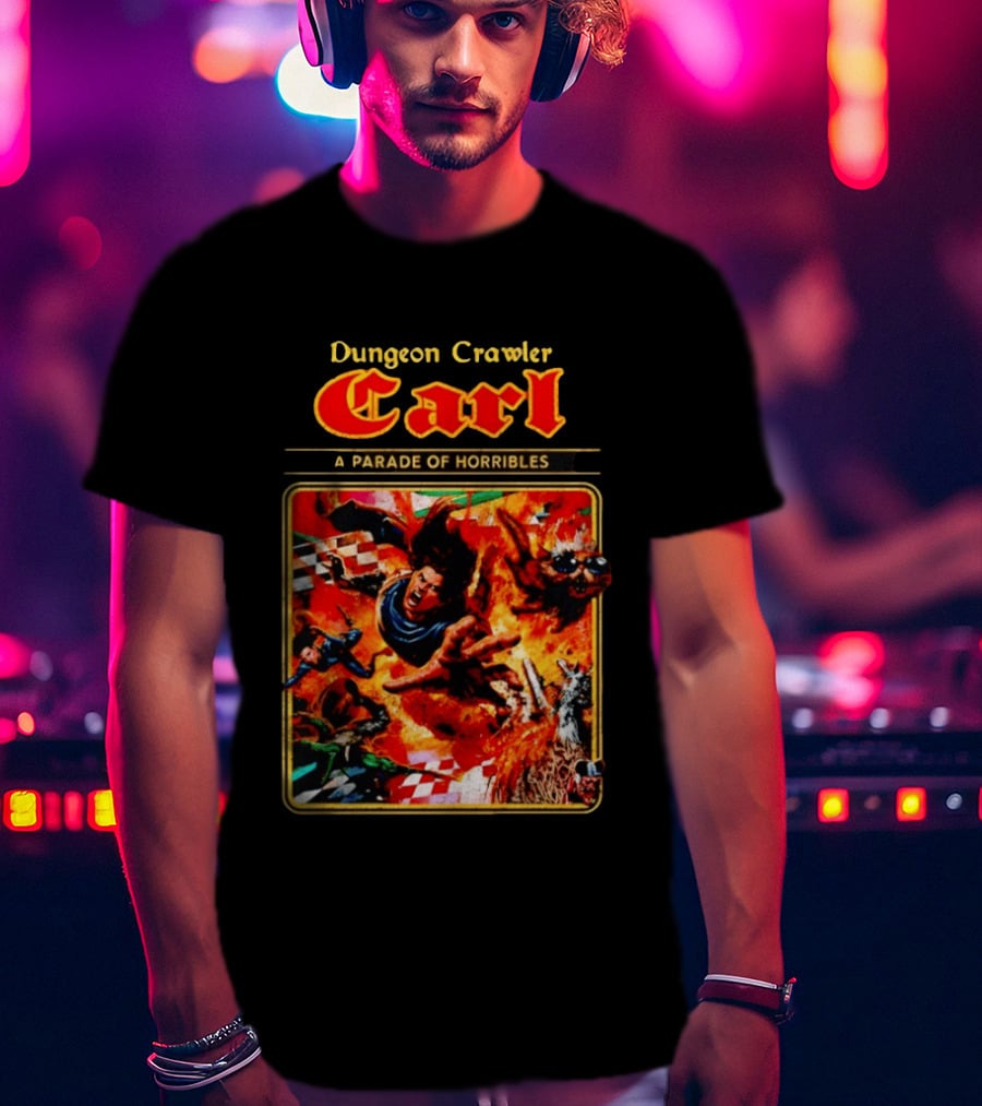 Dungeon Crawler Carl A Parade Of Horribles Fiery Adventure Scene With Characters T-Shirt