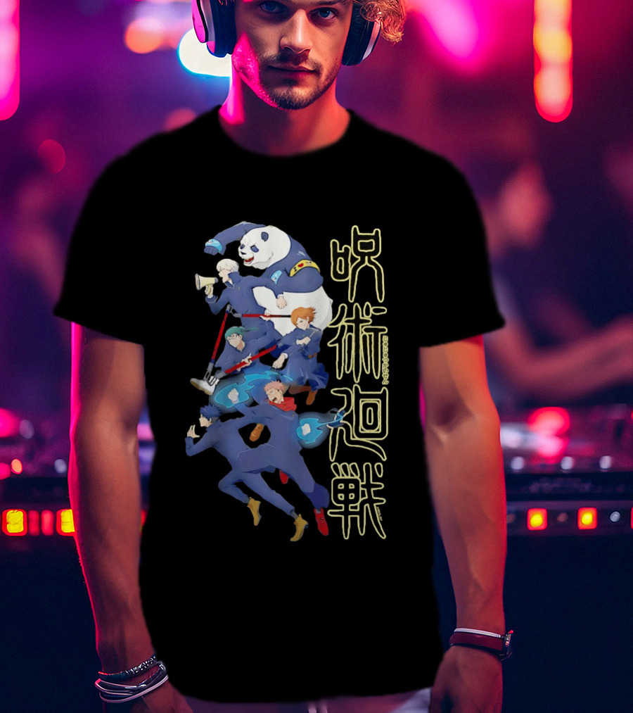 Jujutsu Kaisen Group Yuji Itadori Panda Megumi Fushiguro Nobara Kugisaki Anime Characters T-Shirt