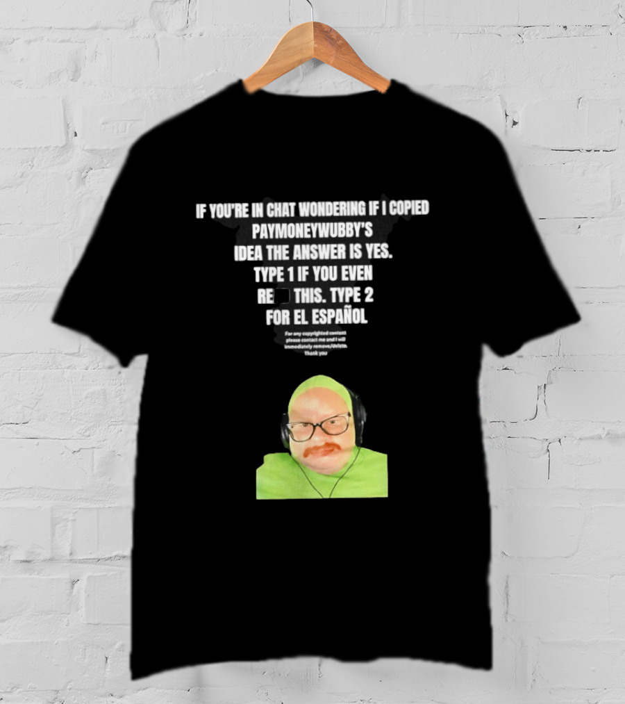 Vincent Cyr If You're In Chat Wondering If I Copied Paymoneywubby Type 1 Type 2 T-Shirt