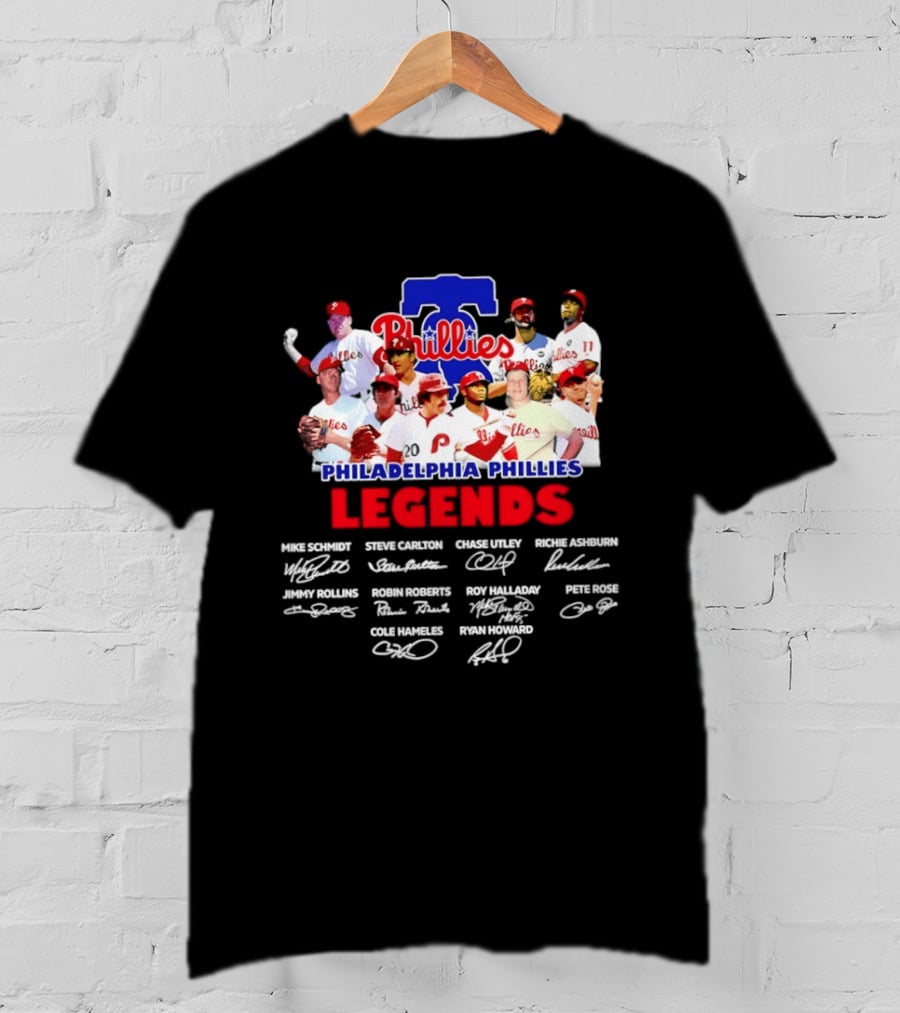 Philadelphia Phillies Legends Collage Team Signatures T-Shirt