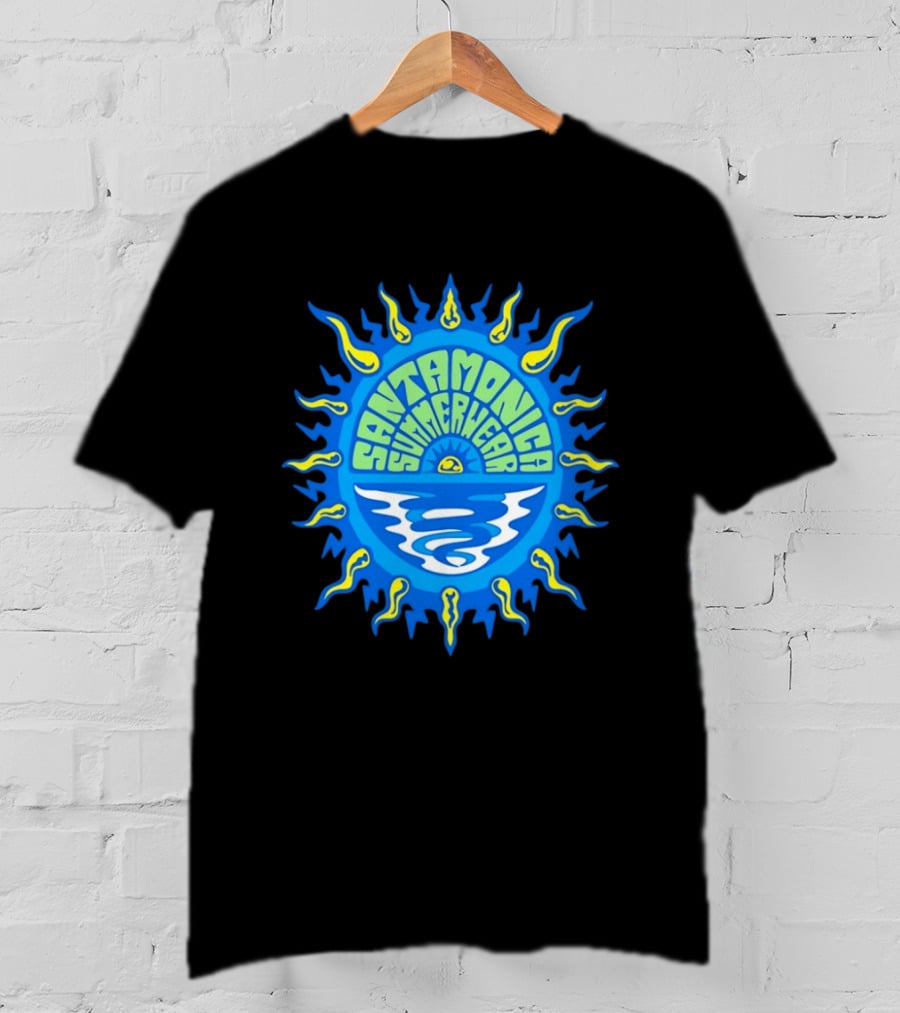 Santa Monica Summerwear Sun And Ocean Beach Radiant Waves T-Shirt