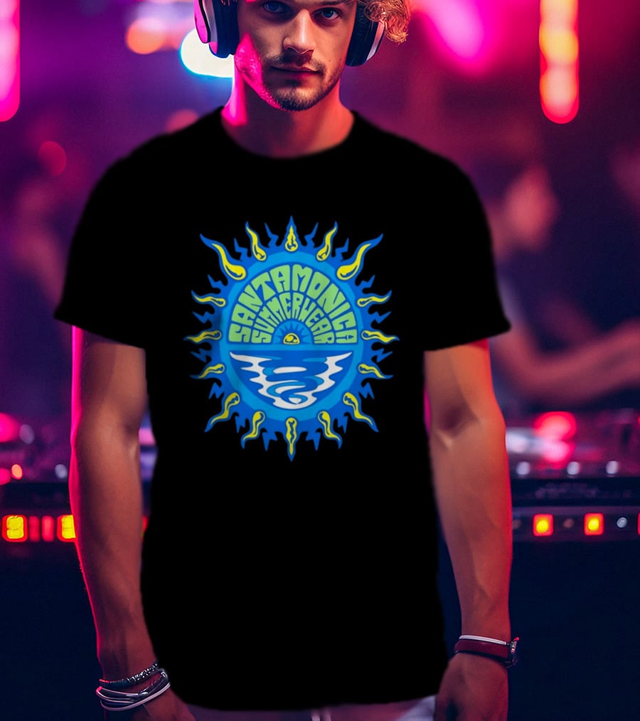 Santa Monica Summerwear Sun And Ocean Beach Radiant Waves T-Shirt