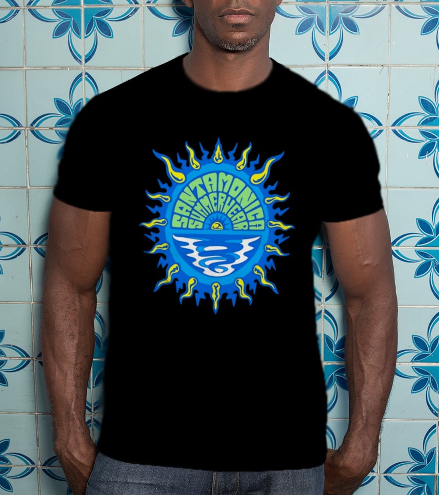 Santa Monica Summerwear Sun And Ocean Beach Radiant Waves T-Shirt