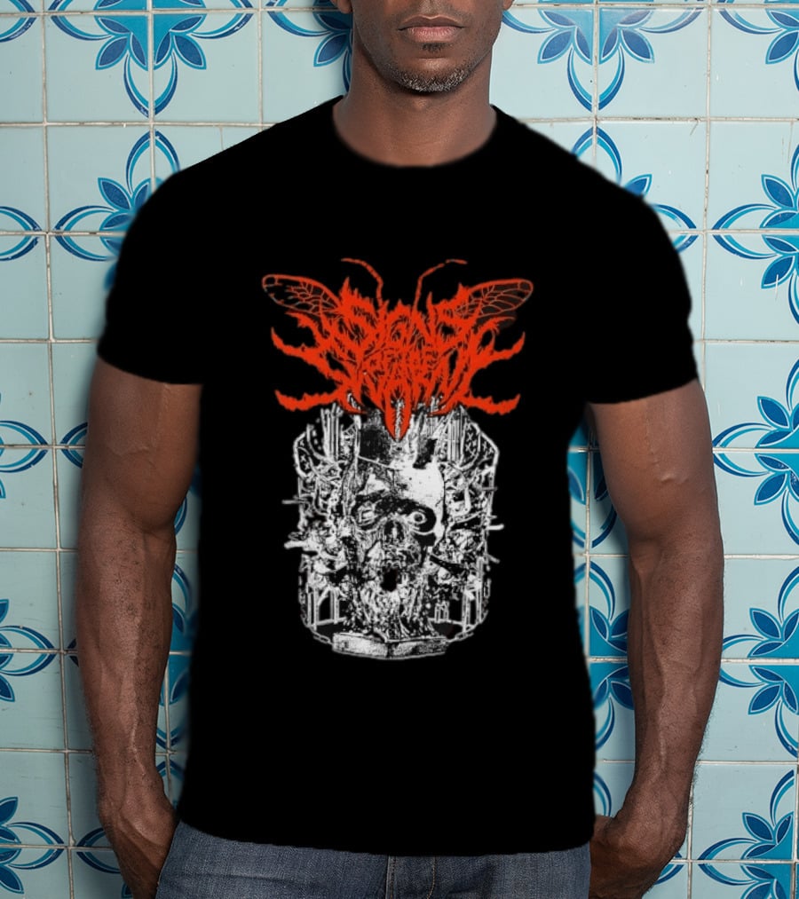 Signs Of The Swarm Skull Deathcore Metal Album Cover T-Shirt