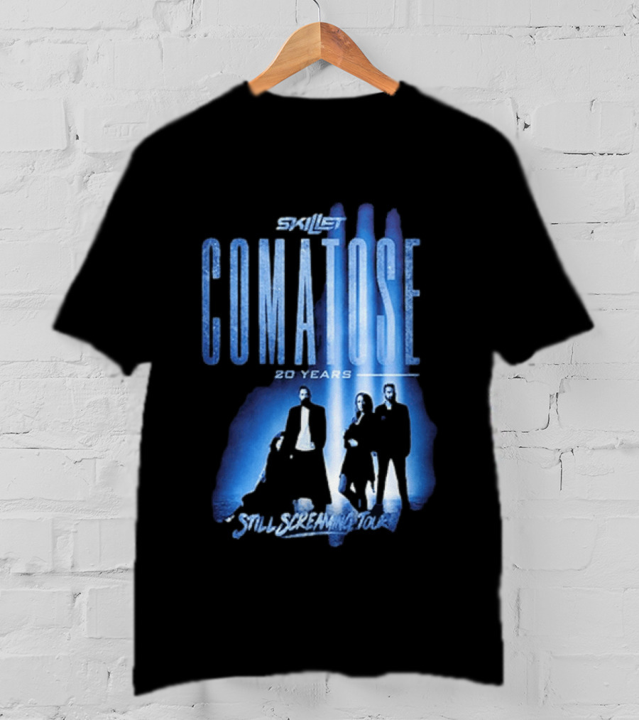 Skillet Comatose 20 Years Still Screaming Tour 2026 Band Silhouette Blue T-Shirt