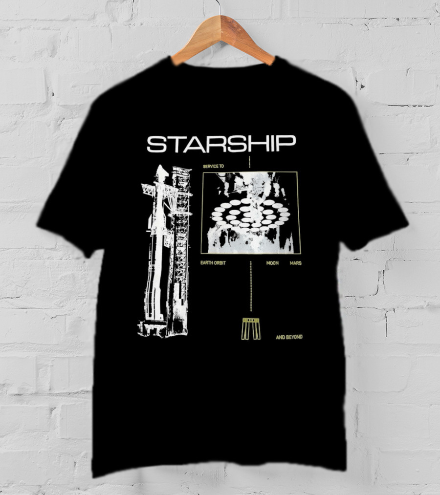 Starship Service Earth Orbit Moon Mars Beyond T-Shirt