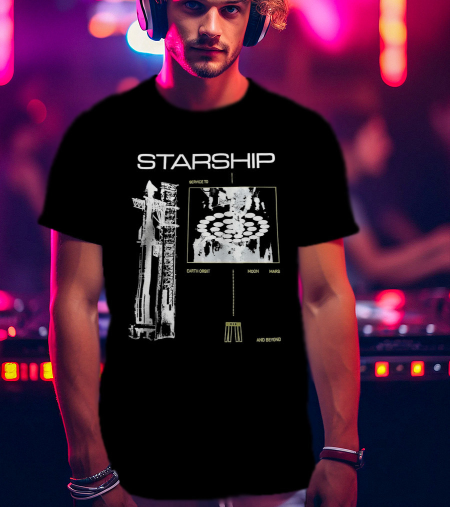 Starship Service Earth Orbit Moon Mars Beyond T-Shirt